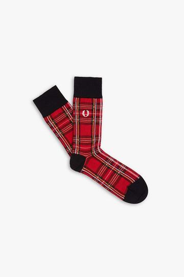 Pánské Ponožky Fred Perry Royal Stewart Tartan Červené | CZ 1881YXFU